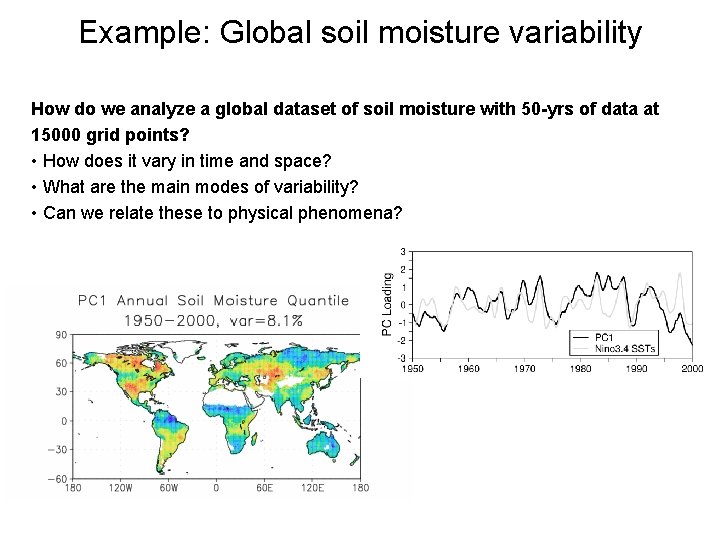 Example: Global soil moisture variability How do we analyze a global dataset of soil