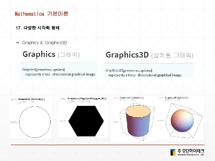 Mathematica 기본이론 17. 다양한 시각화 형태 ㅁ. Graphics & Graphics 3 D 