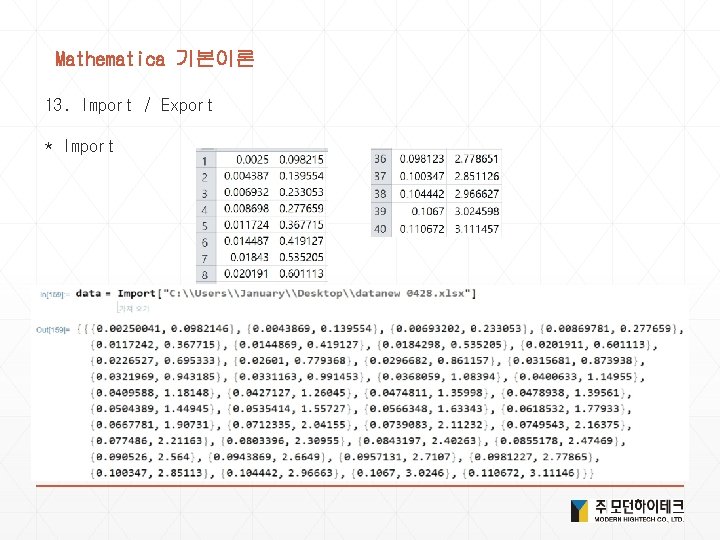 Mathematica 기본이론 13. Import / Export * Import Mathematica 기본이론 13. Import / Export * Import