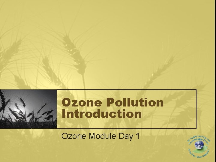 Ozone Pollution Introduction Ozone Module Day 1 