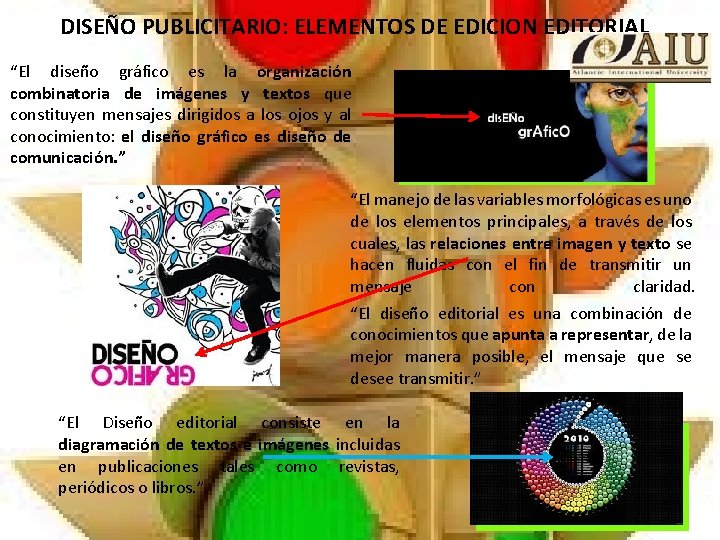 DISEÑO PUBLICITARIO: ELEMENTOS DE EDICION EDITORIAL “El diseño gráfico es la organización combinatoria de