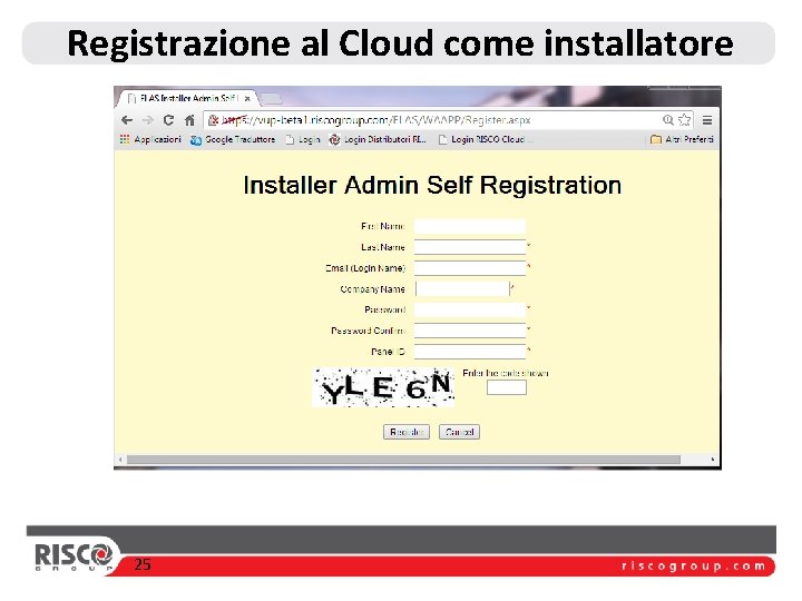 Registrazione al Cloud come installatore 25 