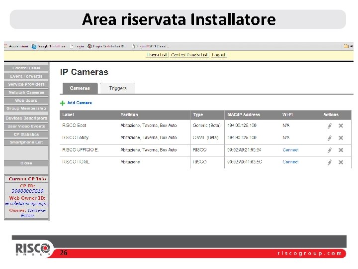 Area riservata Installatore 26 