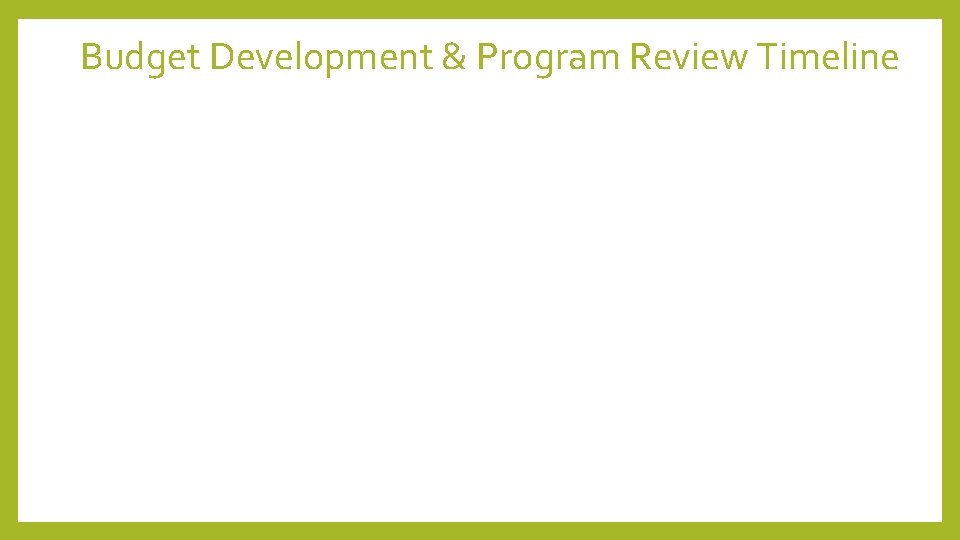 Budget Development & Program Review Timeline Budget Development & Program Review Timeline