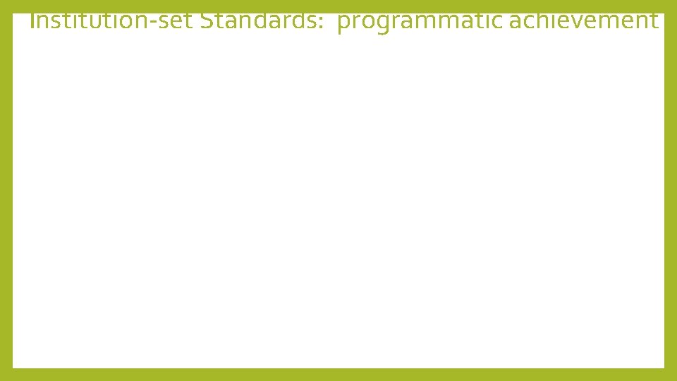 Institution-set Standards: programmatic achievement Institution-set Standards: programmatic achievement