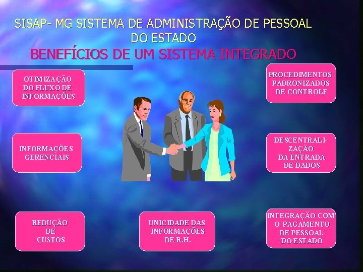 SISAP- MG SISTEMA DE ADMINISTRAÇÃO DE PESSOAL DO ESTADO BENEFÍCIOS DE UM SISTEMA INTEGRADO