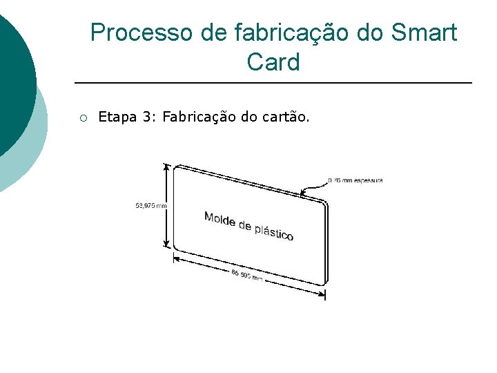 Processo de fabricação do Smart Card ¡ Etapa 3: Fabricação do cartão. 