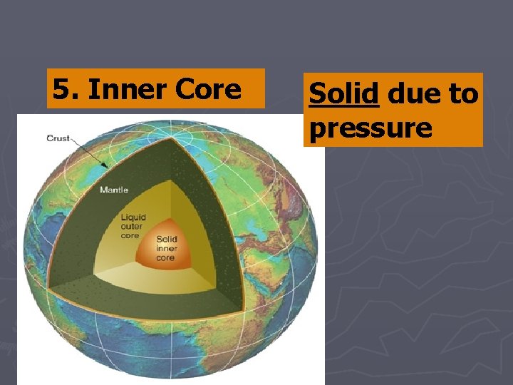 5. Inner Core Solid due to pressure 