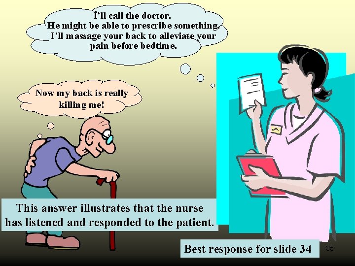 I’ll call the doctor. He might be able to prescribe something. I’ll massage your