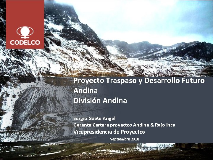Proyecto Traspaso y Desarrollo Futuro Andina División Andina Sergio Gaete Angel Gerente Cartera proyectos