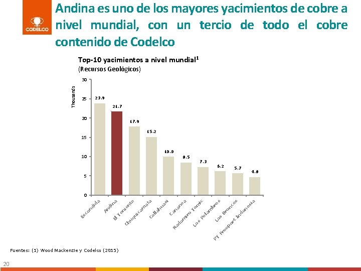 Andina es uno de los mayores yacimientos de cobre a nivel mundial, con un
