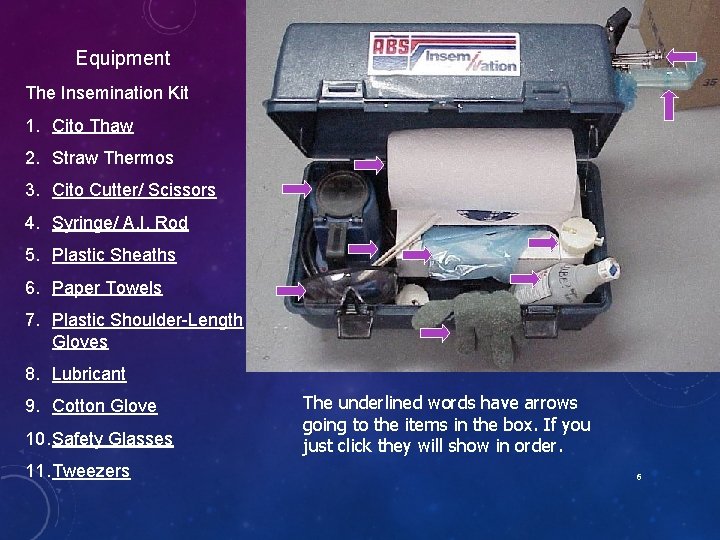 Equipment The Insemination Kit 1. Cito Thaw 2. Straw Thermos 3. Cito Cutter/ Scissors