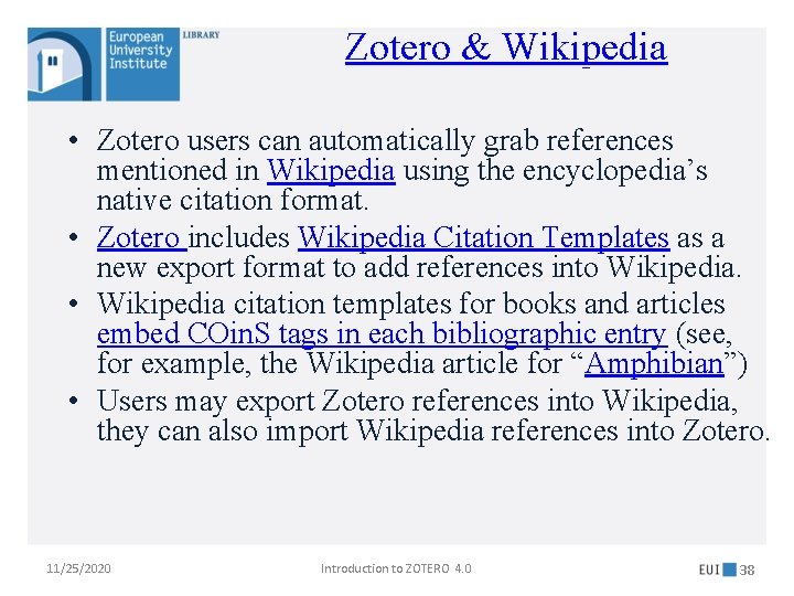 Zotero & Wikipedia • Zotero users can automatically grab references mentioned in Wikipedia using