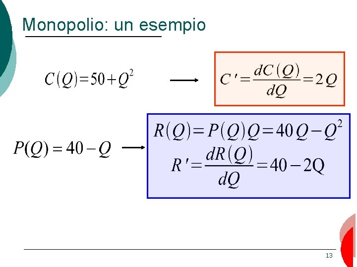 Monopolio: un esempio 13 