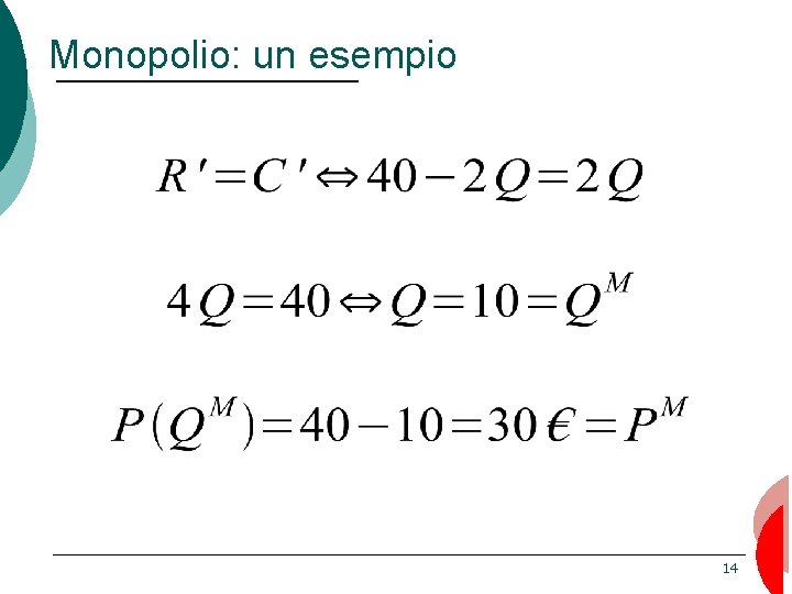 Monopolio: un esempio 14 