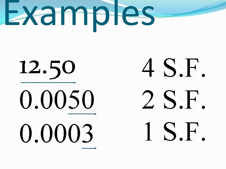 Examples 12. 50 0. 0003 4 S. F. 2 S. F. 1 S. F.