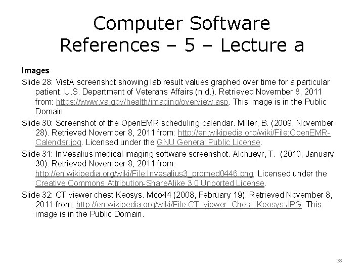 Computer Software References – 5 – Lecture a Images Slide 28: Vist. A screenshot