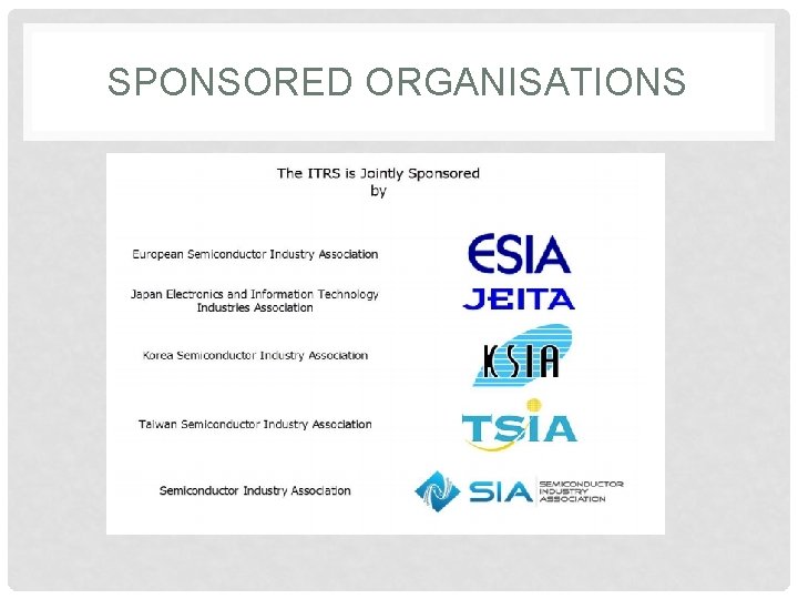 SPONSORED ORGANISATIONS 