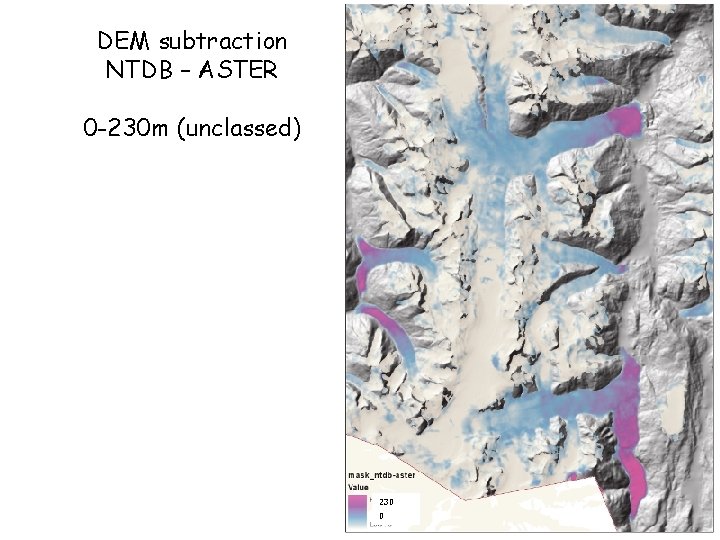DEM subtraction NTDB – ASTER 0 -230 m (unclassed) 230 0 