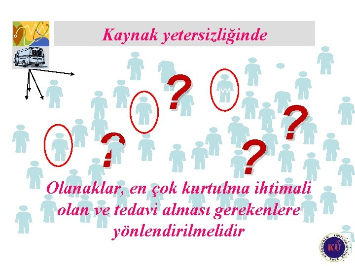 Kaynak yetersizliğinde ? ? vv ? ? Olanaklar, en çok kurtulma ihtimali olan ve