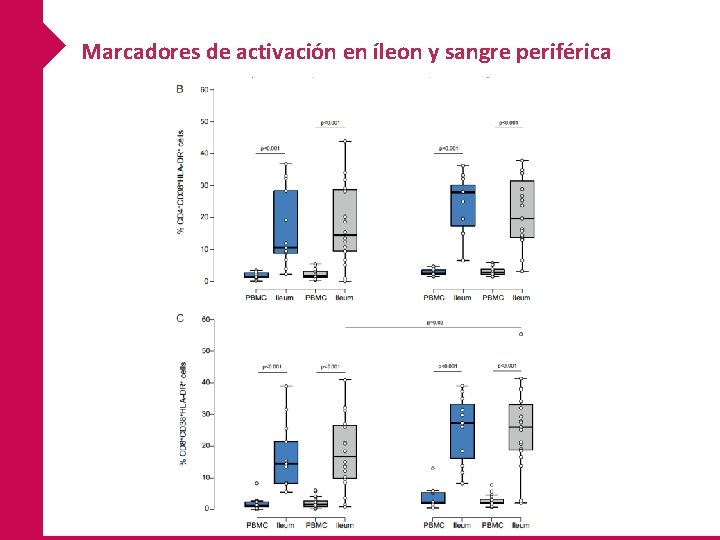 Marcadores de activación en íleon y sangre periférica Marcadores de activación en íleon y sangre periférica