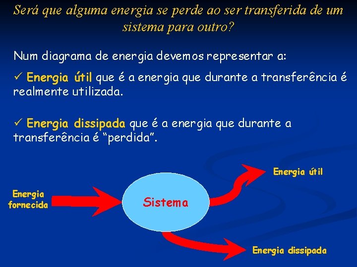 Será que alguma energia se perde ao ser transferida de um sistema para outro?