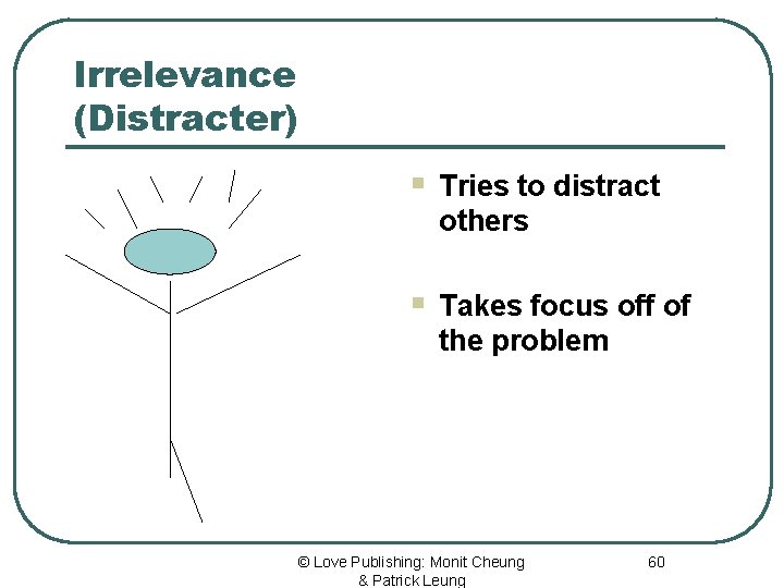 Irrelevance (Distracter) § Tries to distract others § Takes focus off of the problem