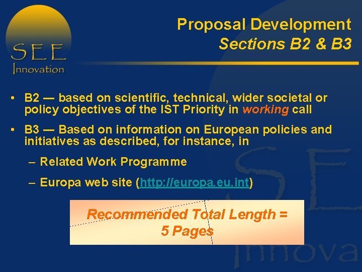 Proposal Development Sections B 2 & B 3 • B 2 ― based on