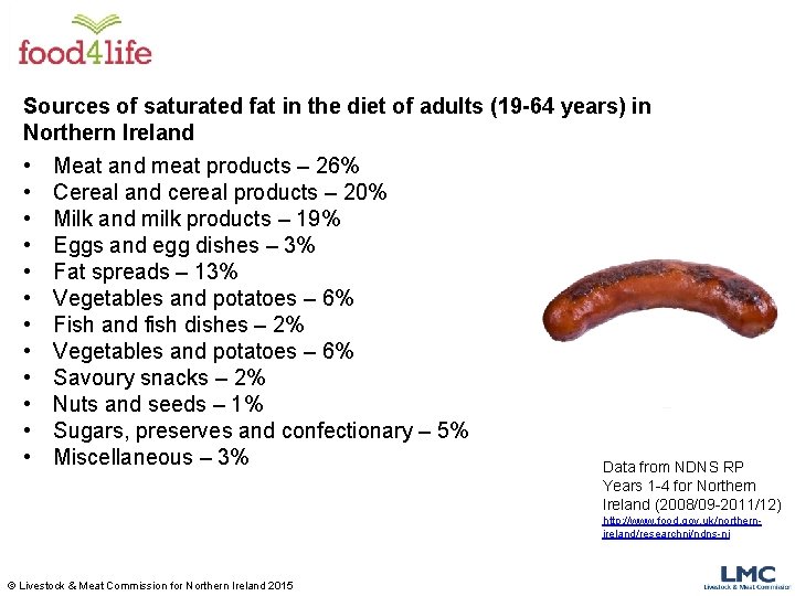 Sources of saturated fat in the diet of adults (19 -64 years) in Northern Sources of saturated fat in the diet of adults (19 -64 years) in Northern