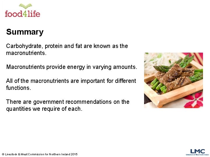 Summary Carbohydrate, protein and fat are known as the macronutrients. Macronutrients provide energy in Summary Carbohydrate, protein and fat are known as the macronutrients. Macronutrients provide energy in