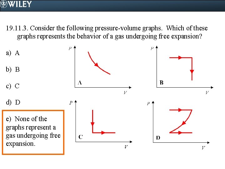 19. 11. 3. Consider the following pressure-volume graphs. Which of these graphs represents the