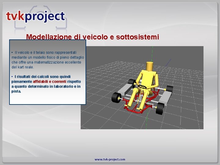 Modellazione di veicolo e sottosistemi • Il veicolo e il telaio sono rappresentati mediante