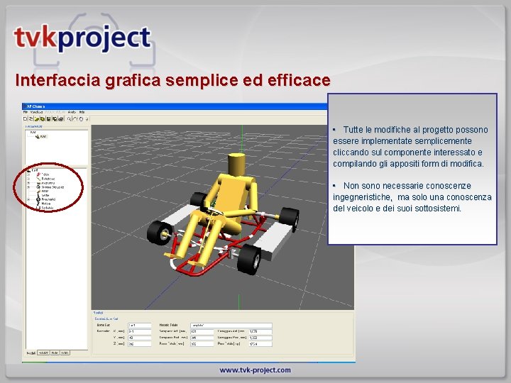 Interfaccia grafica semplice ed efficace • Tutte le modifiche al progetto possono essere implementate