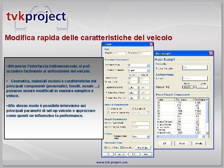 Modifica rapida delle caratteristiche del veicolo • Attraverso l’interfaccia tridimensionale, si può accedere facilmente