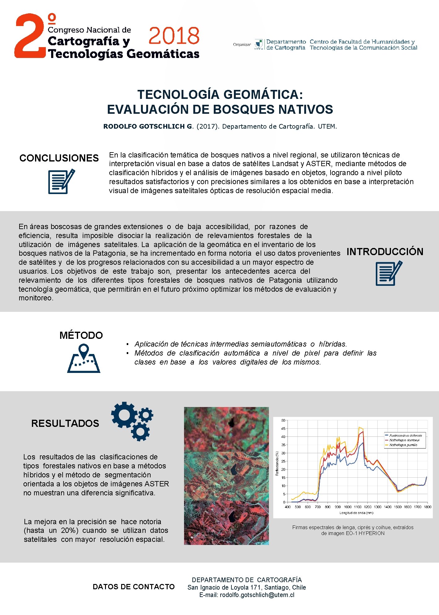 TECNOLOGÍA GEOMÁTICA: EVALUACIÓN DE BOSQUES NATIVOS RODOLFO GOTSCHLICH G. (2017). Departamento de Cartografía. UTEM.