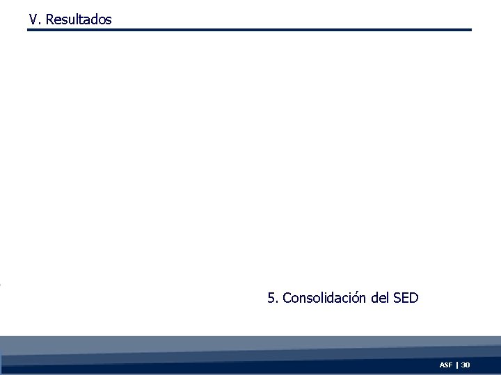 V. Resultados 5. Consolidación del SED ASF | 30 