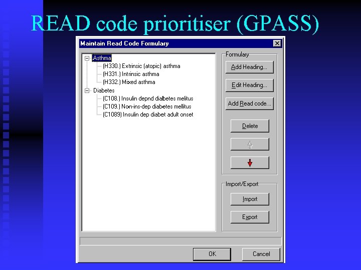 READ code prioritiser (GPASS) 