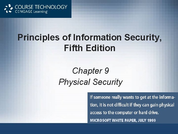 Principles of Information Security, Fifth Edition Chapter 9 Physical Security 