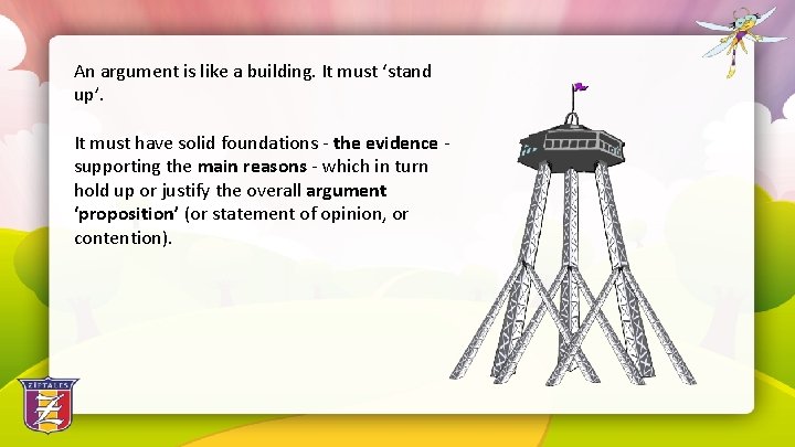An argument is like a building. It must ‘stand up’. It must have solid