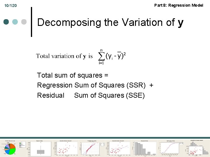 Part 8: Regression Model 10/120 Decomposing the Variation of y Total sum of squares