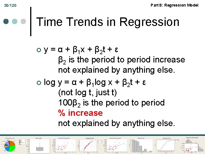 Part 8: Regression Model 30/120 Time Trends in Regression y = α + β