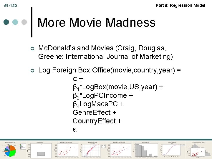 Part 8: Regression Model 51/120 More Movie Madness ¢ Mc. Donald’s and Movies (Craig,