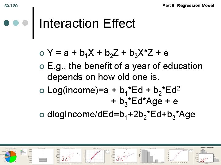 Part 8: Regression Model 60/120 Interaction Effect Y = a + b 1 X