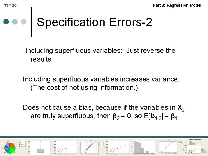 Part 8: Regression Model 73/120 Specification Errors-2 Including superfluous variables: Just reverse the results.