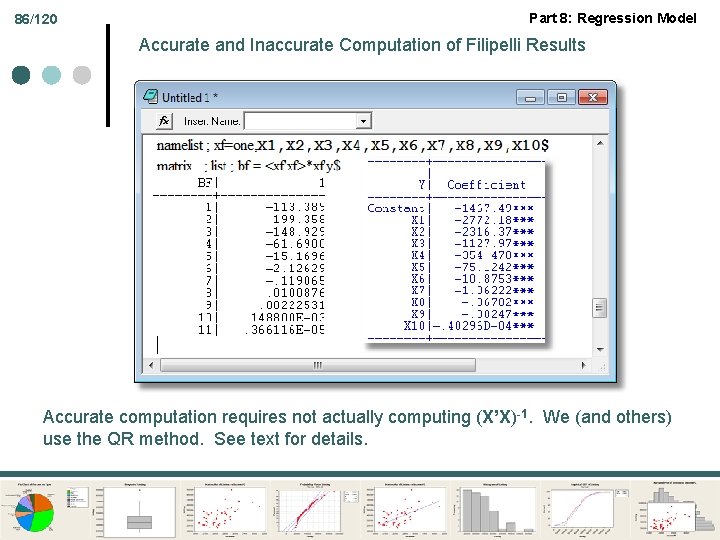 86/120 Part 8: Regression Model Accurate and Inaccurate Computation of Filipelli Results Accurate computation