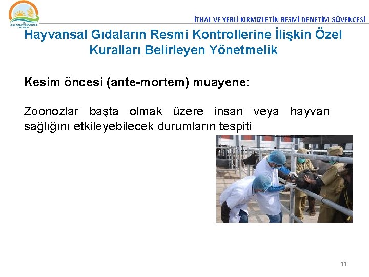 İTHAL VE YERLİ KIRMIZI ETİN RESMİ DENETİM GÜVENCESİ Hayvansal Gıdaların Resmi Kontrollerine İlişkin Özel