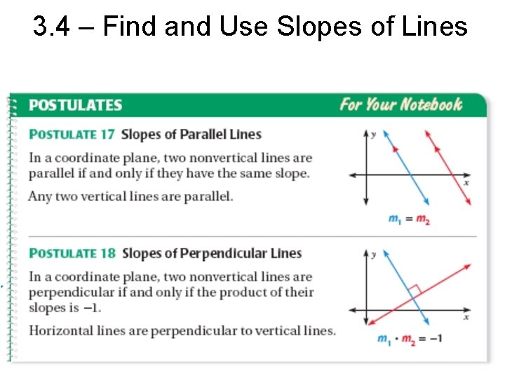 3. 4 – Find and Use Slopes of Lines 