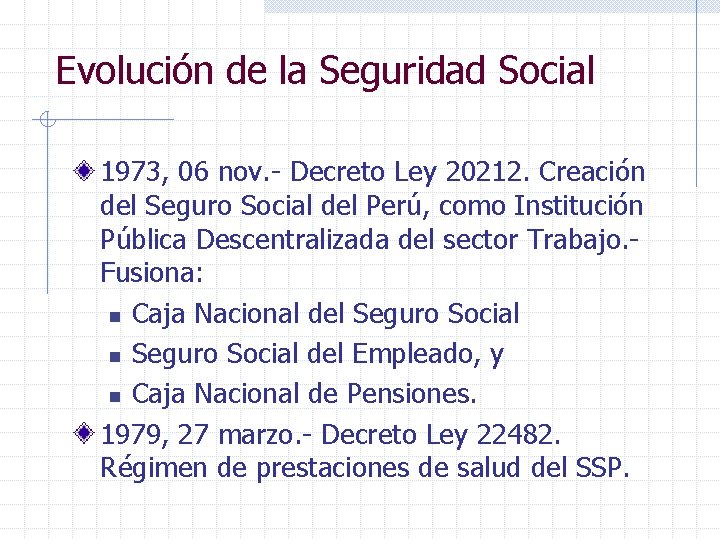 Evolución de la Seguridad Social 1973, 06 nov. - Decreto Ley 20212. Creación del