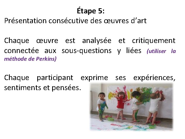 Étape 5: Présentation consécutive des œuvres d’art Chaque œuvre est analysée et critiquement connectée