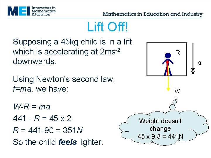 Lift Off! Supposing a 45 kg child is in a lift which is accelerating